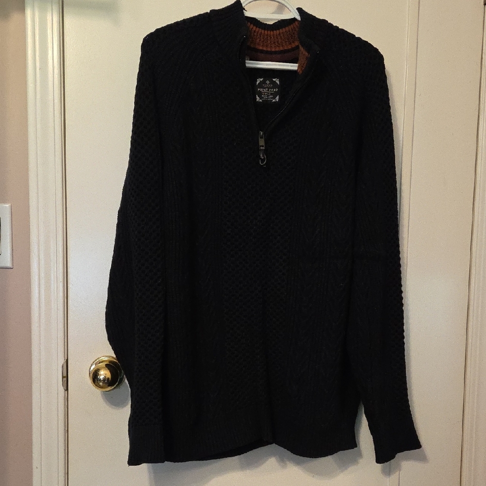 Point Zero Men's Black Zip-Up Sweater